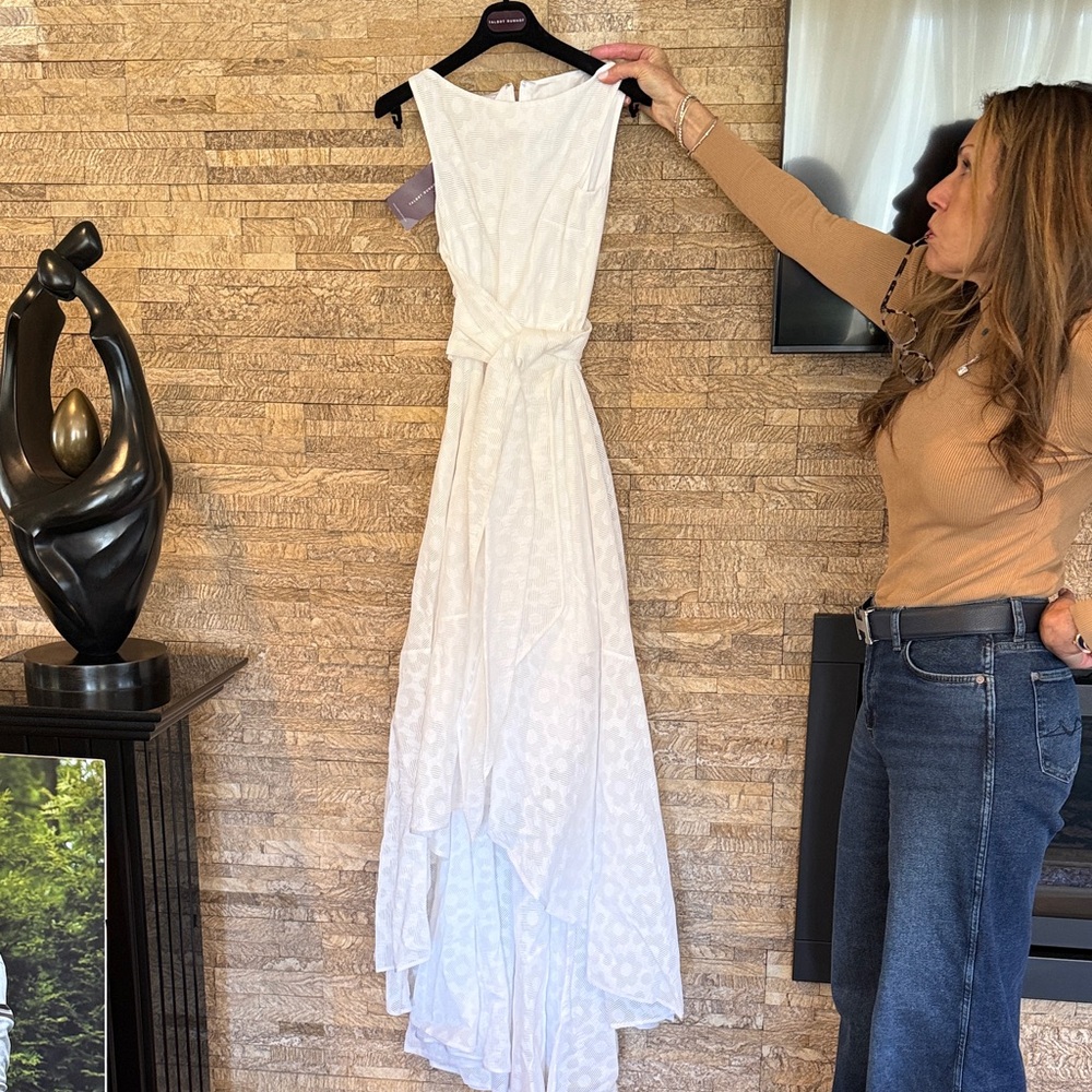 Elegant White High-Low Maxi Dress with Tie Waist